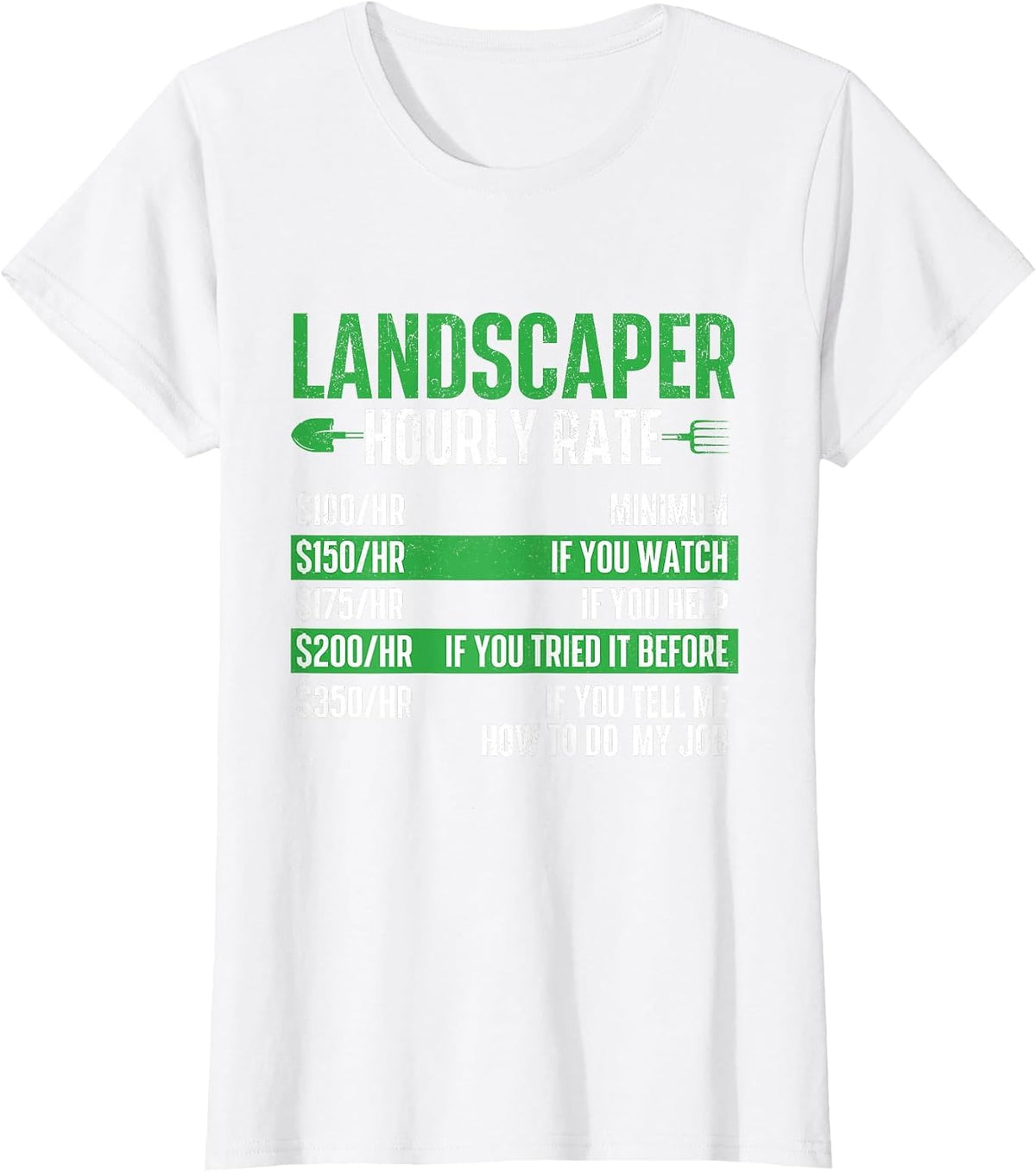 Landscaper Hourly Rate - Landscaping Lawn Mowing Gardening T-Shirt - White