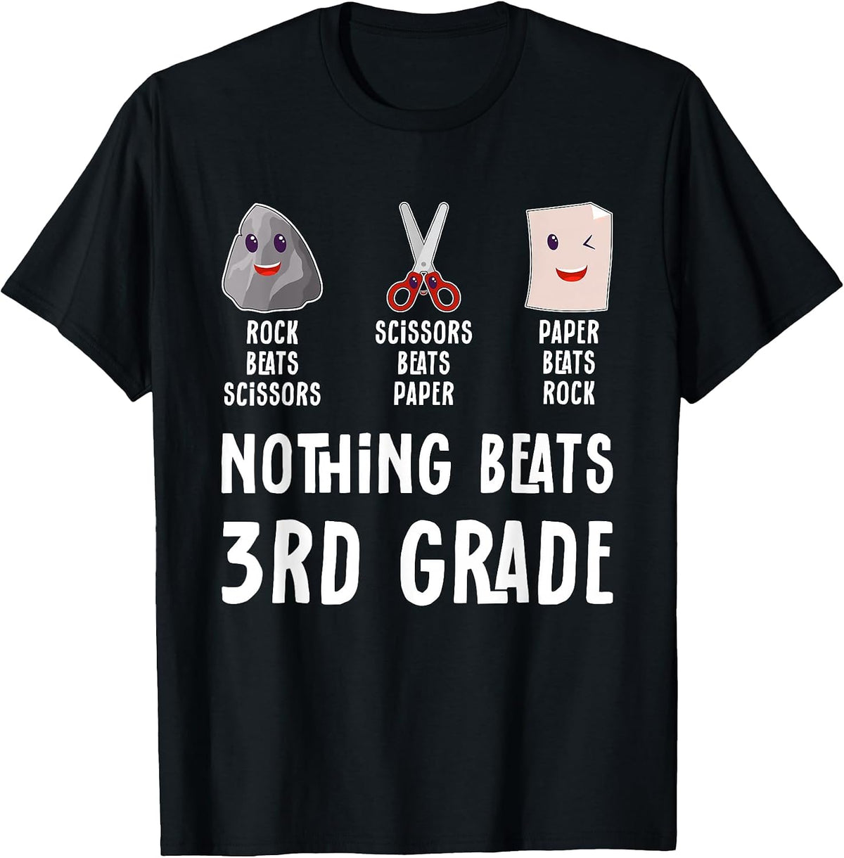 Nothing Beats 3rd Grade Funny Back to School Kids Teachers T-Shirt - Black