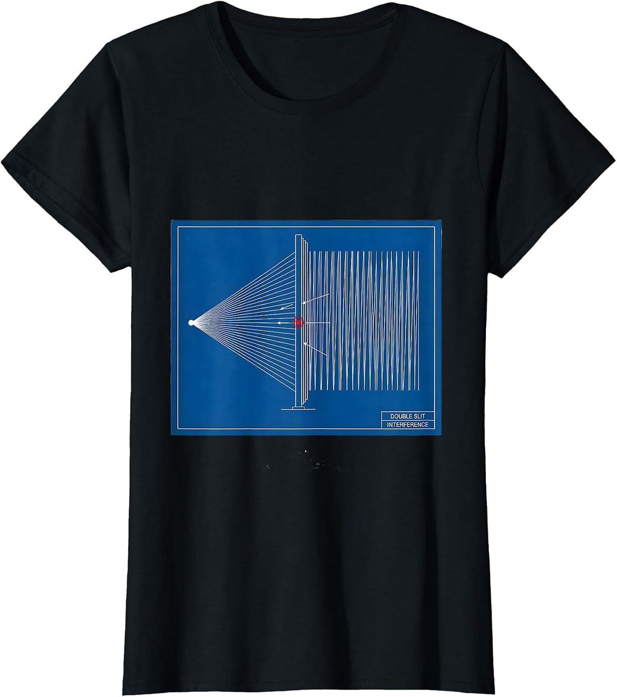 Women's Double Slit Interference Technical Blueprint Quantum Physics T-Shirt - Black