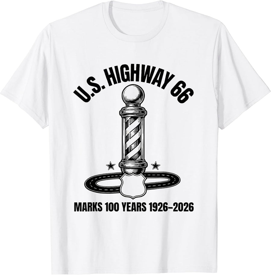 Men's U.S. Highway 66 Marks 100 Years 1926-2026 Vintage T-Shirt - White