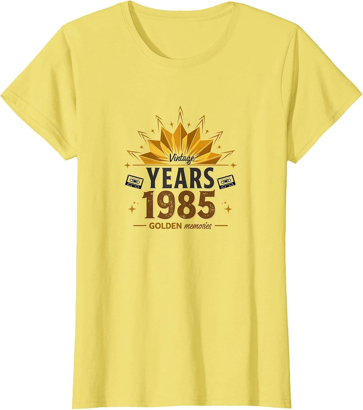 1985 Vintage Years Golden Memories Retro Design T-Shirt - Lemon Yellow