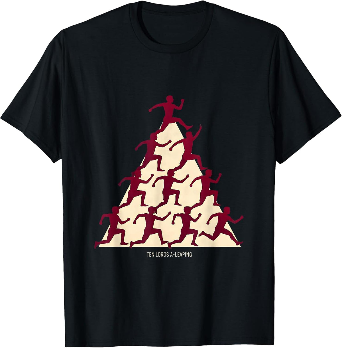 Men's Ten Lords A-Leaping Classic Christmas Carol Twelve Days T-Shirt - Black