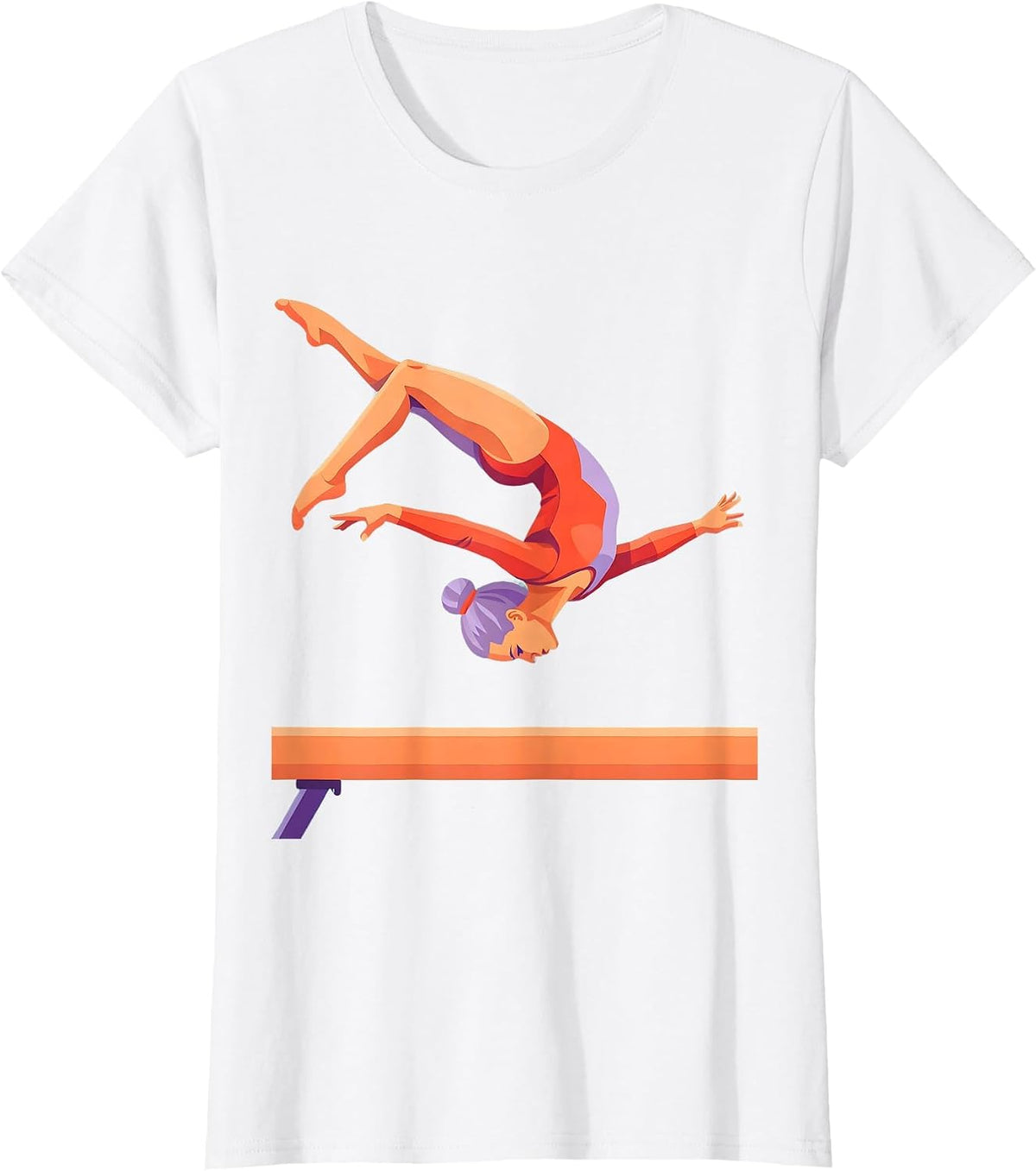 Gymnastics Beam Backflip Illustration T-Shirt - White