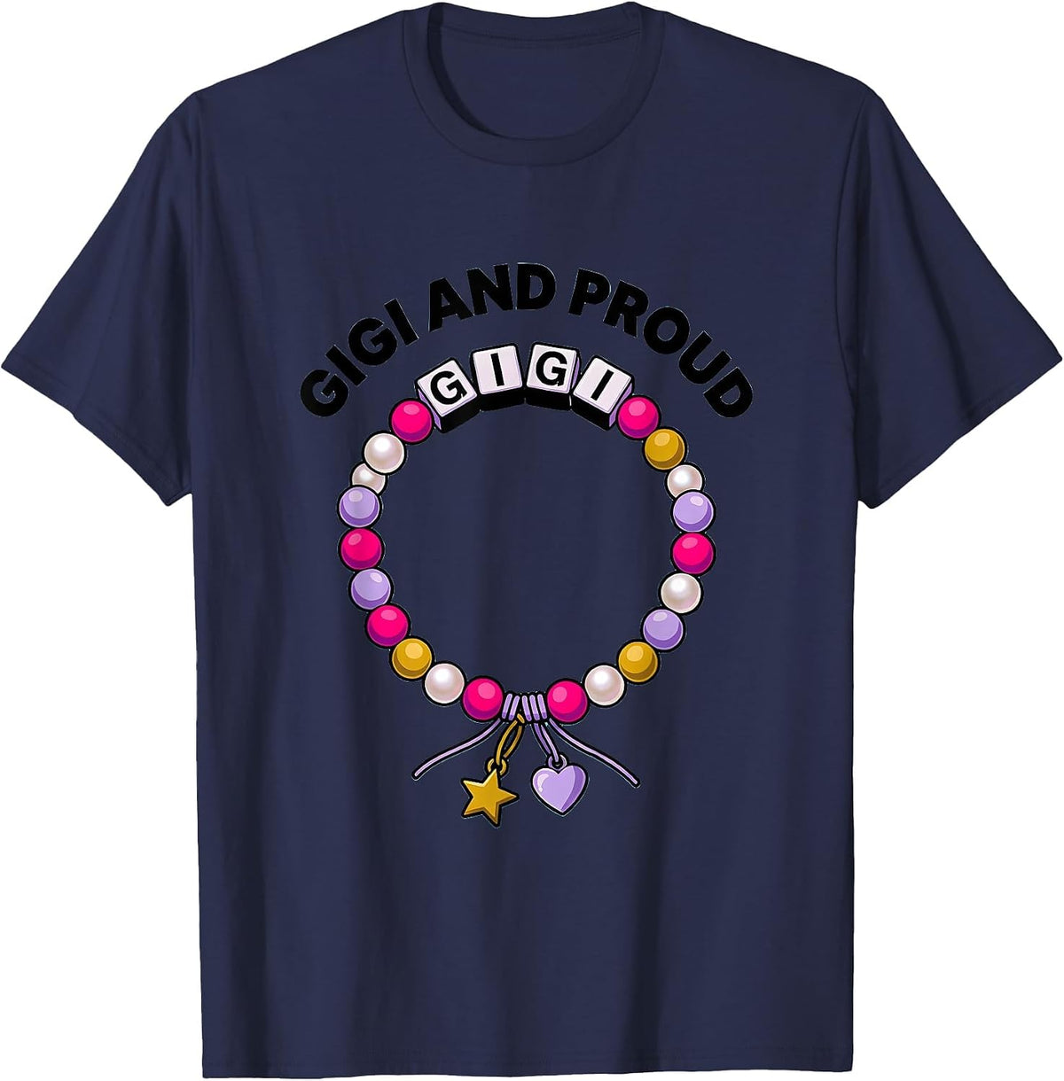 Men's Gigi And Proud Grandma Gift Design T-Shirt - Navy Blue