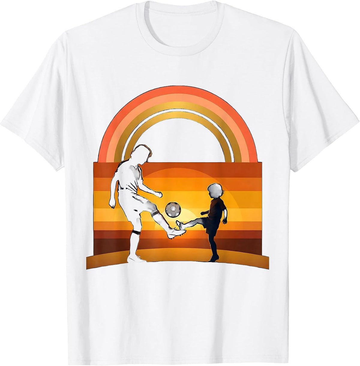 Men's Soccer Dad and Child Backyard Kickaround Graphic T-Shirt - White