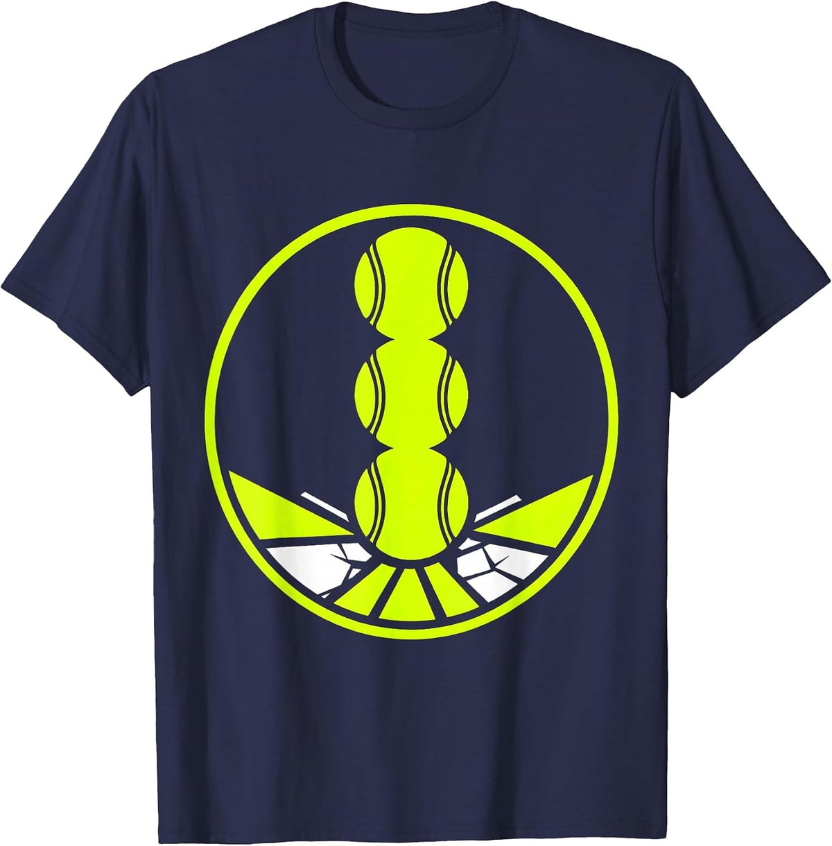 Clay Court Tennis Stacked Balls Illustration T-Shirt - Navy Blue