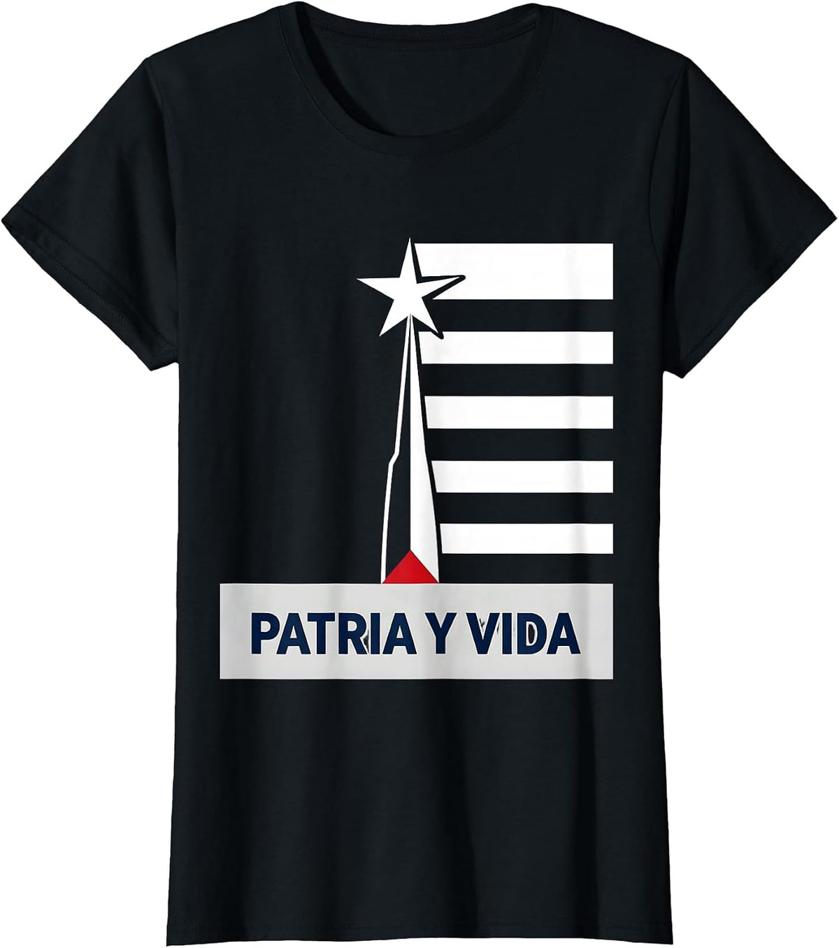 Women's Patria Y Vida Editorial Cuban Heritage Flag Pride Abuelo T-Shirt - Black