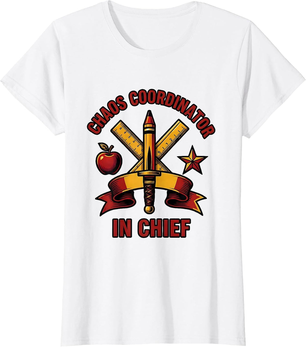Women's Pre K Teacher Chaos Coordinator In Chief Design T-Shirt - White
