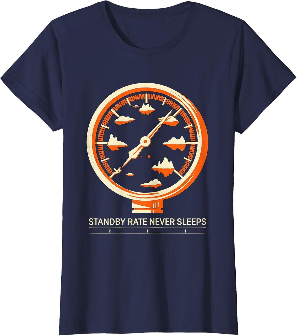Women's Standby Rate Never Sleeps Funny Plumber Pipefitter T-Shirt - Navy Blue