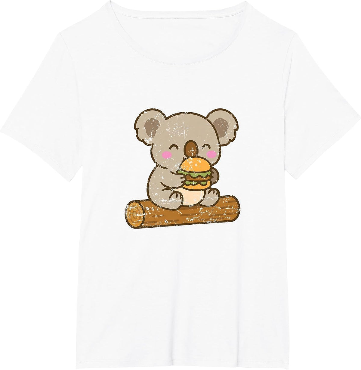 Cute Koala Burger Snack Cartoon T-Shirt - White