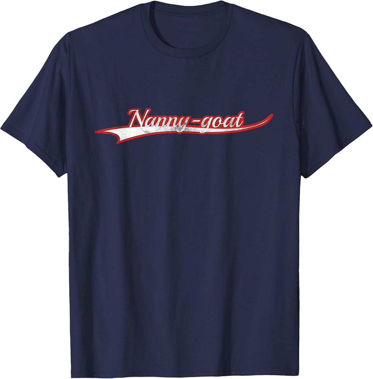 Nanny Goat Grandma Vintage Varsity Distressed T-Shirt - Navy Blue