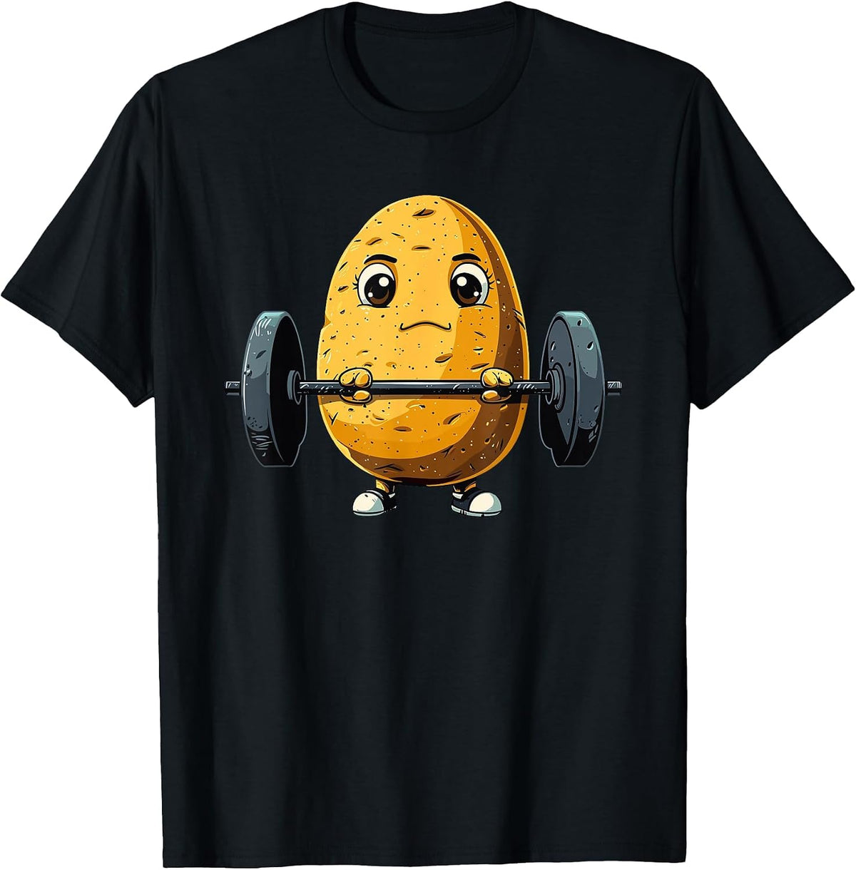 Potato Weightlifting Barbell Workout Potatoes Weightlifter T-Shirt - Black