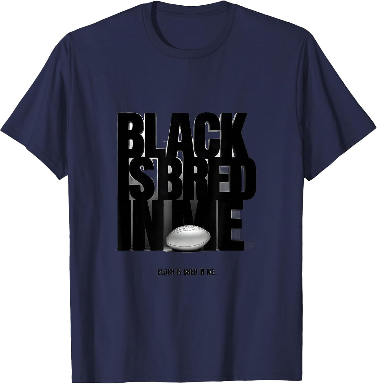 Men's Black Is Bred In Me Rugby Fan National Pride Kiwi Supporter T-Shirt - Navy Blue