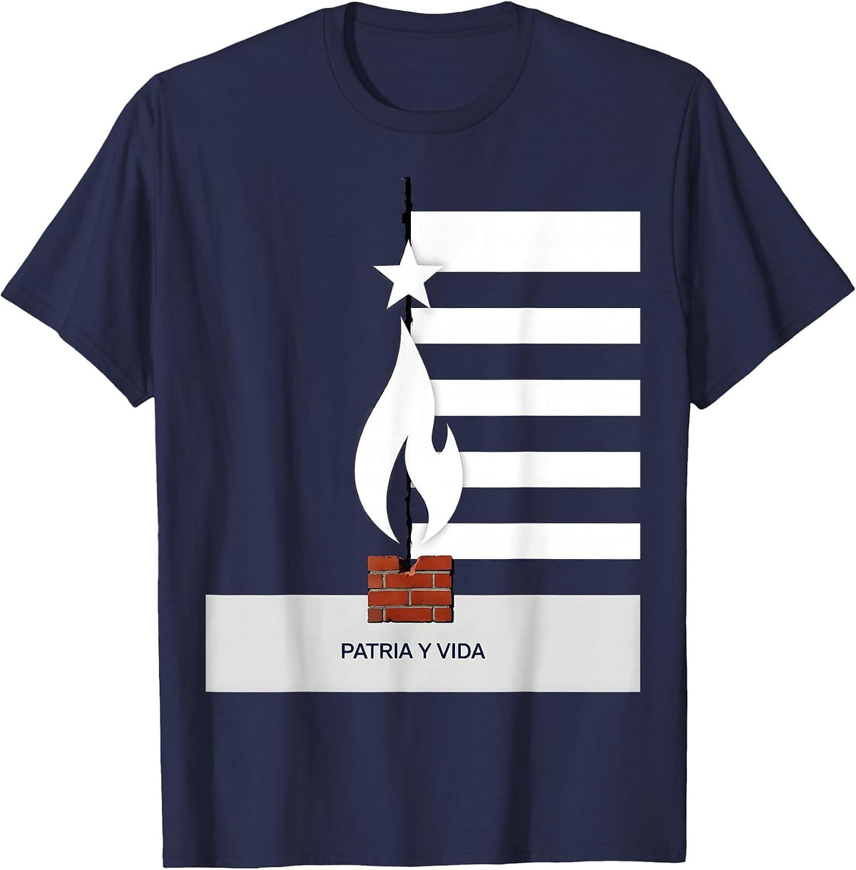 Patria Y Vida Cuban Heritage Flag Pride Humor T-Shirt - Navy Blue