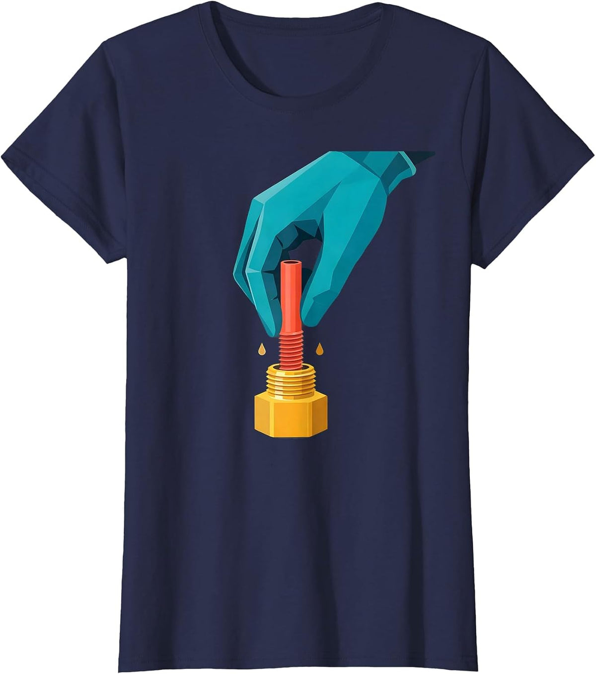 Women's Plumbing Pipe Joint Funny Plumber Pipefitter Humor T-Shirt - Navy Blue