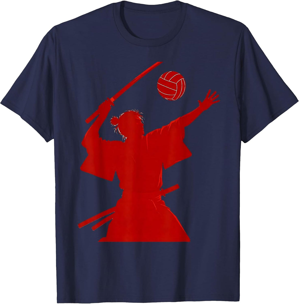 Men's Samurai Volleyball Warrior Serve Graphic T-Shirt - Navy Blue