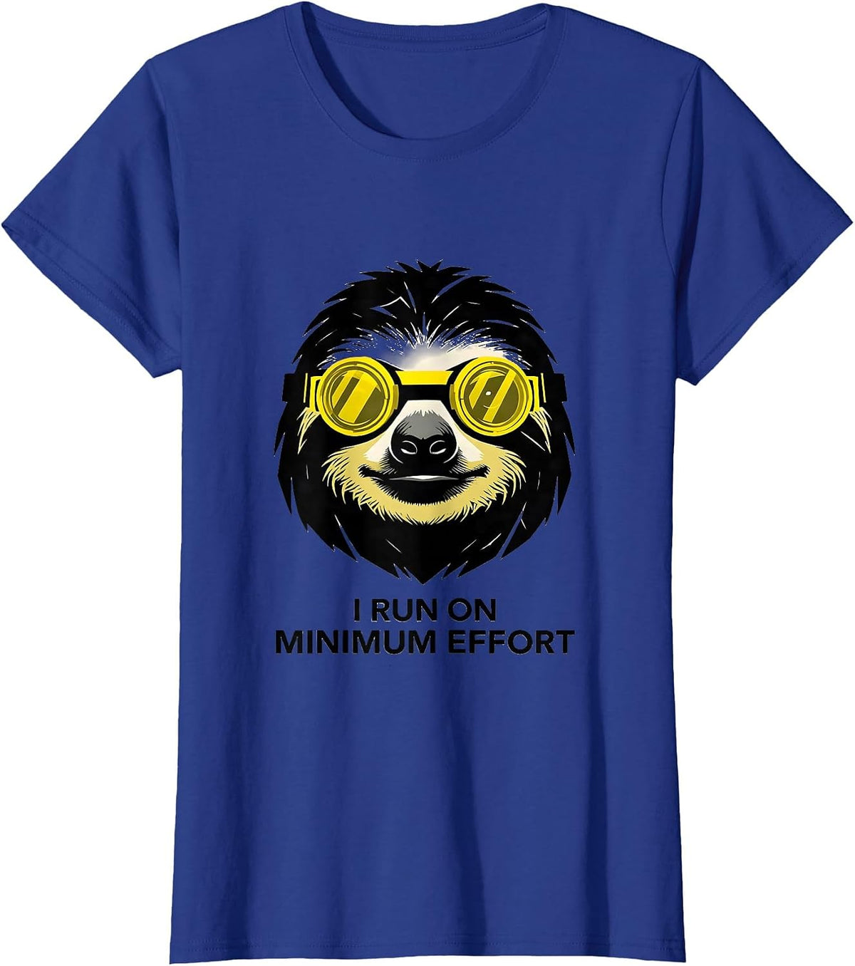 Women's I Run On Minimum Effort Funny Sloth Novelty Animal Lover T-Shirt - Royal Blue