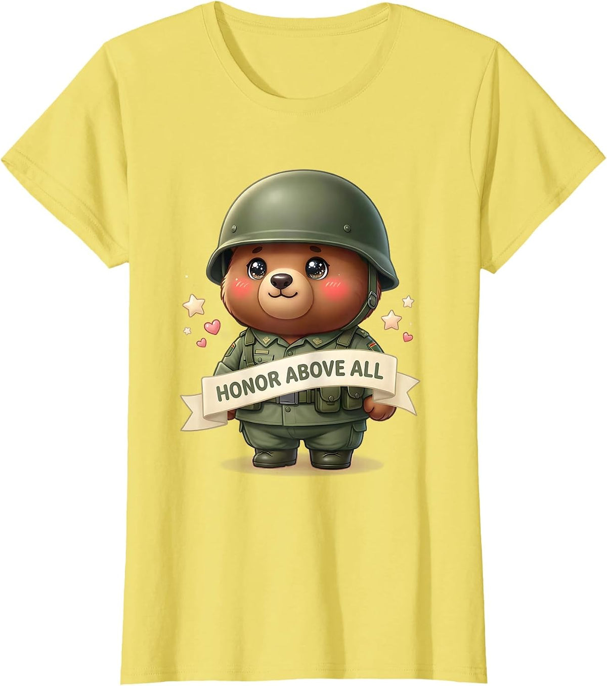 Honor Above All Military Army Pride Design T-Shirt - Lemon Yellow
