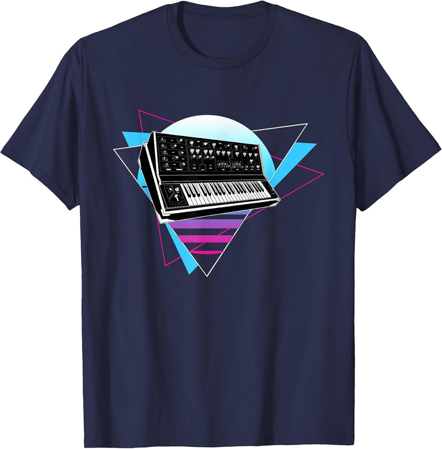 Modular Synthesizer Analog Vaporwave Techno T-Shirt - Navy Blue