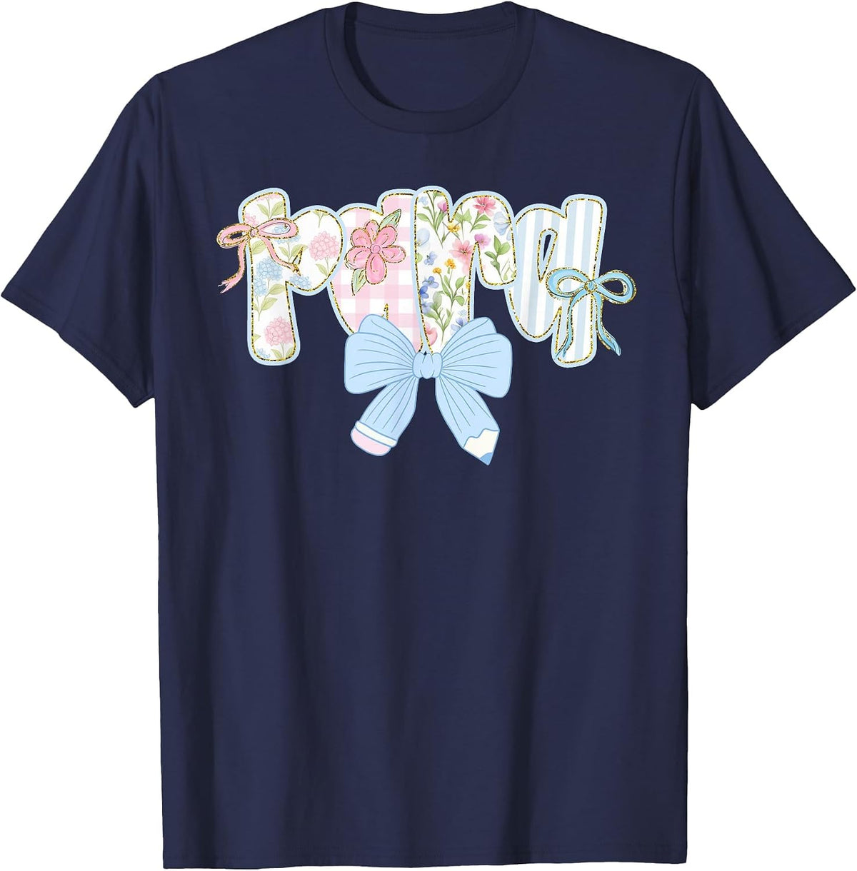 para Teacher Coquette Bow First Day of School Back to School T-Shirt - Navy Blue