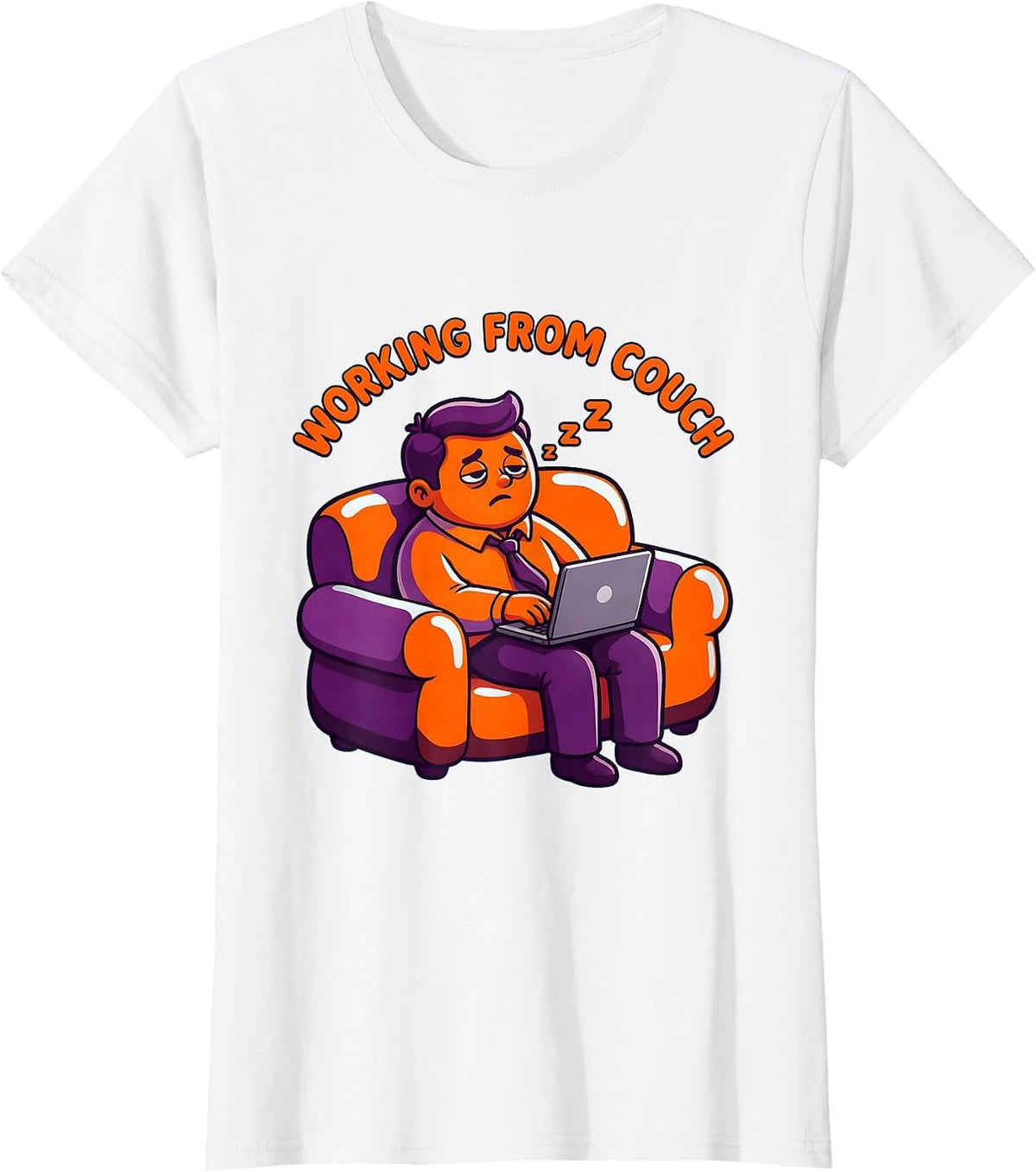 Women's Working From Couch Labor Day Exhausted Worker Design T-Shirt - White