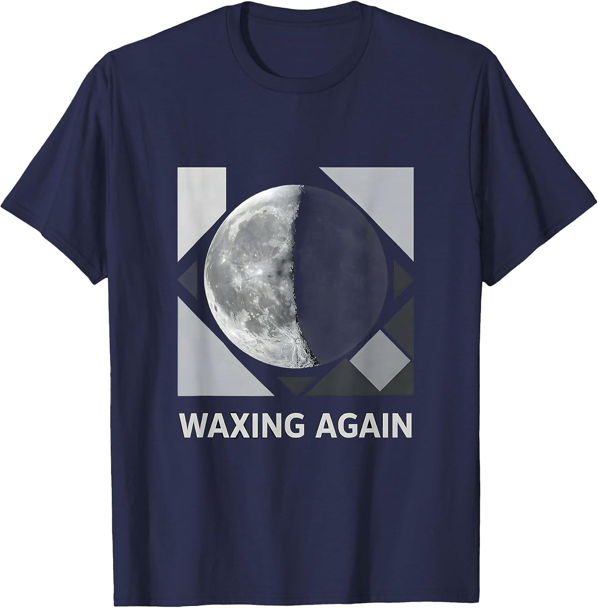 Waxing Again Boho Celestial Moon Phase Astrology T-Shirt - Navy Blue