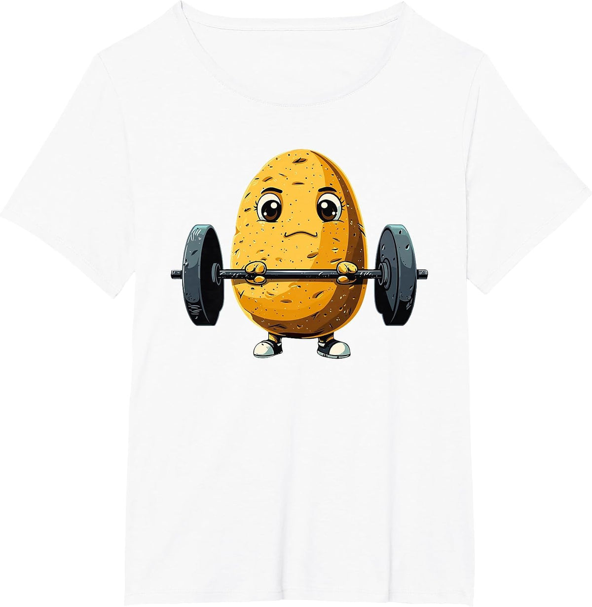 Potato Weightlifting Barbell Workout Potatoes Weightlifter T-Shirt - White