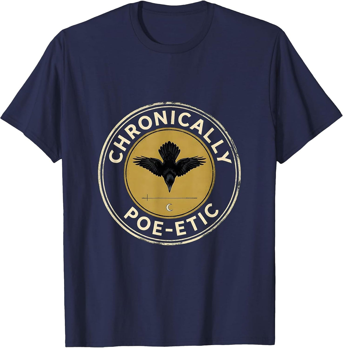 Men's Chronically Poe-etic Gothic Edgar Allan Poe Literary Fan T-Shirt - Navy Blue