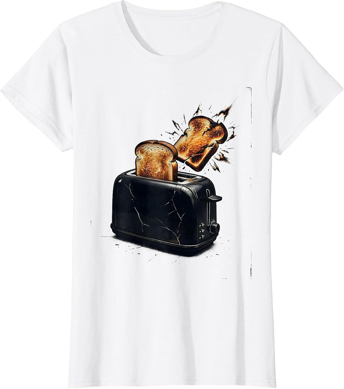 Women's Toaster Chaos Distressed Novelty Humor T-Shirt - White
