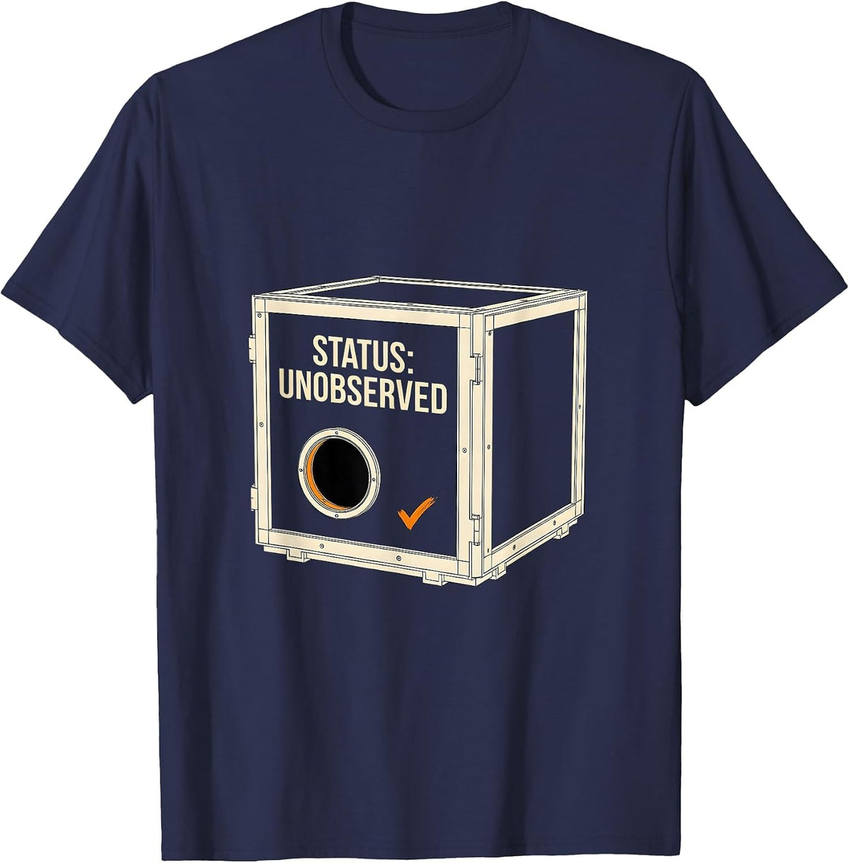 Status Unobserved Funny Quantum Physics Cat Lover T-Shirt - Navy Blue