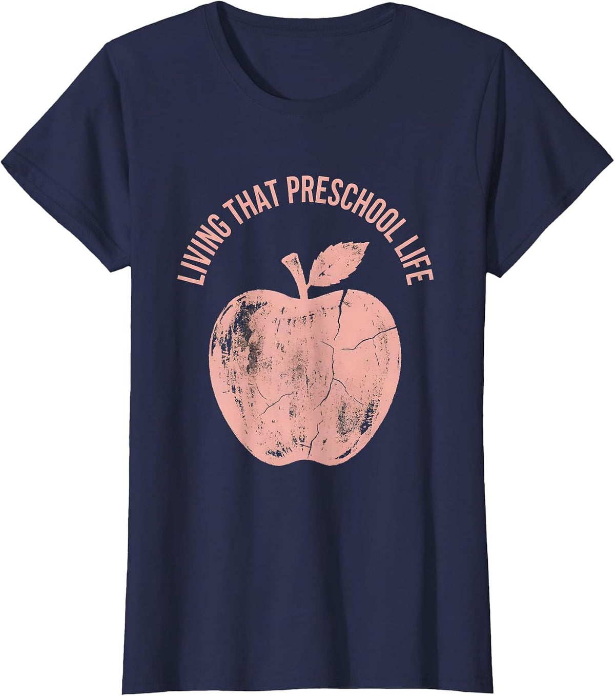 Women's Living That Preschool Life Teacher Design T-Shirt - Navy Blue