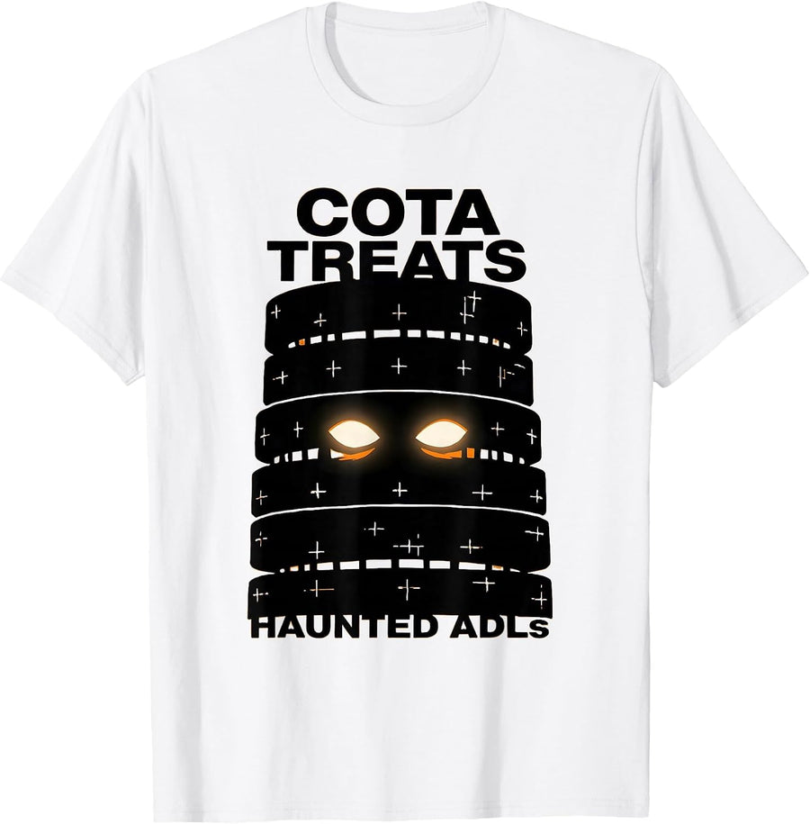 Men's COTA Treats Haunted ADLs Stencil Ghost Therapy Halloween T-Shirt - White
