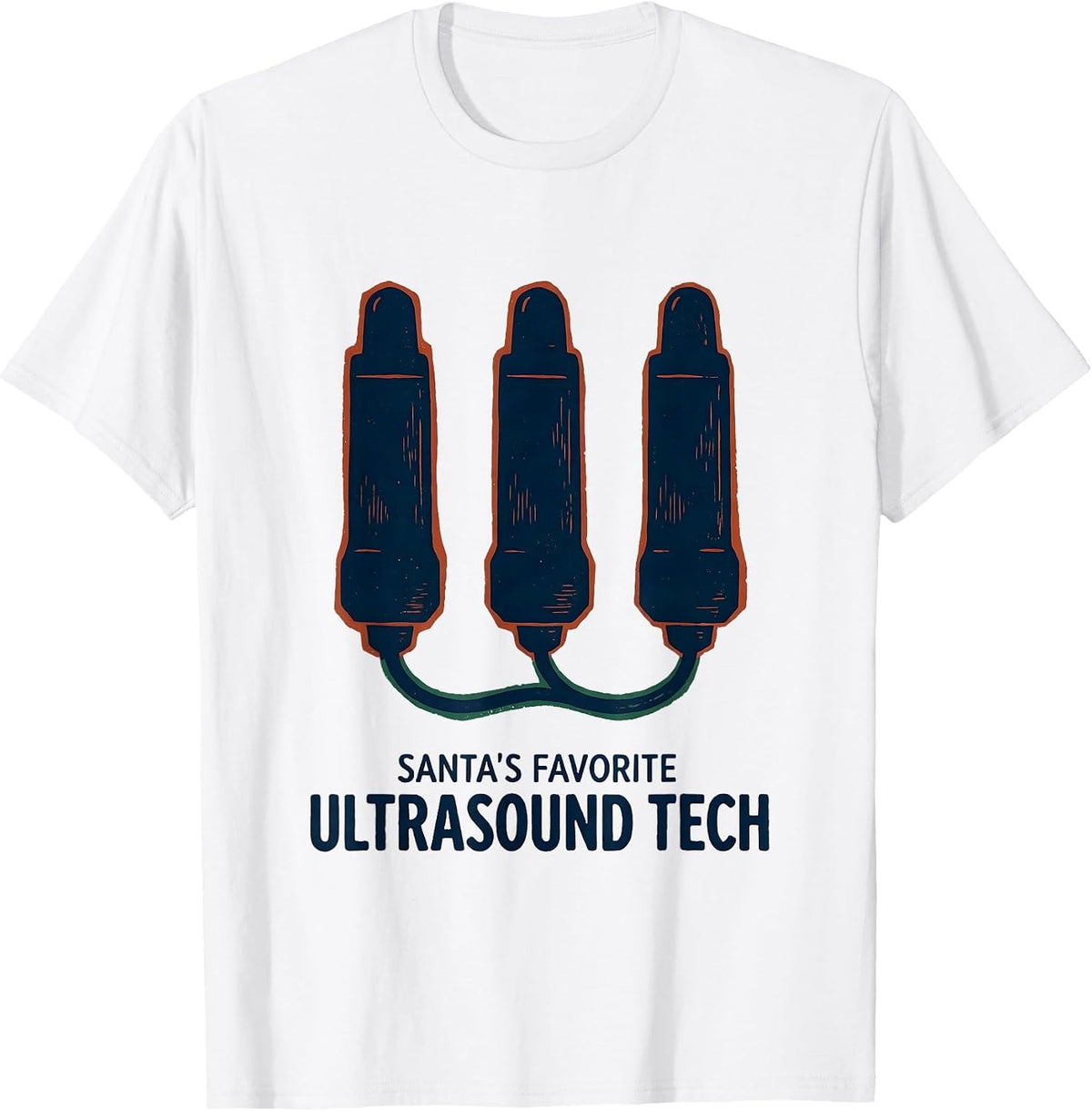 Men's Santa's Favorite Ultrasound Tech Funny Medical Tech T-Shirt - White