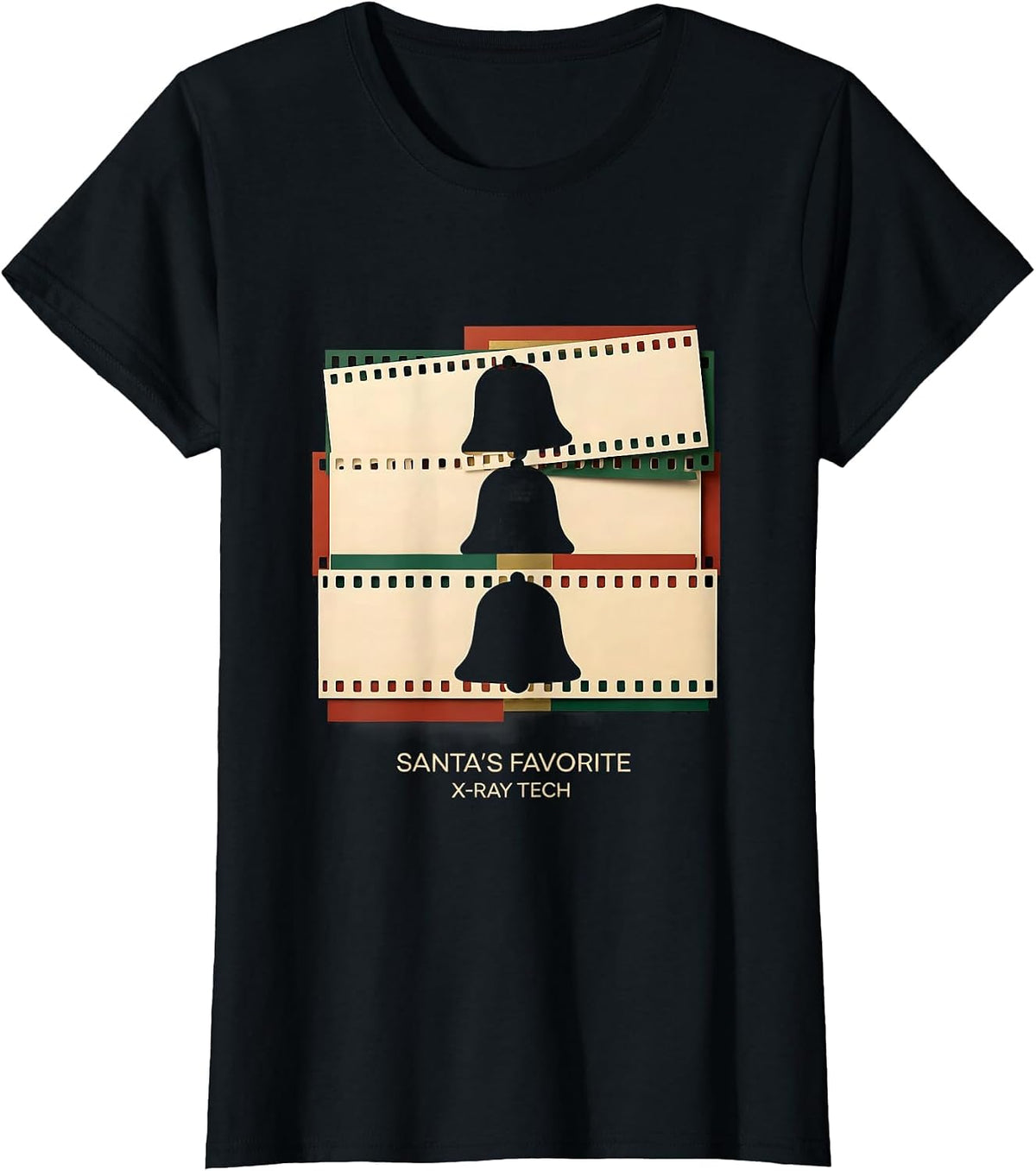 Women's Santa's Favorite X-Ray Tech Funny Radiology Tech Christmas T-Shirt - Black