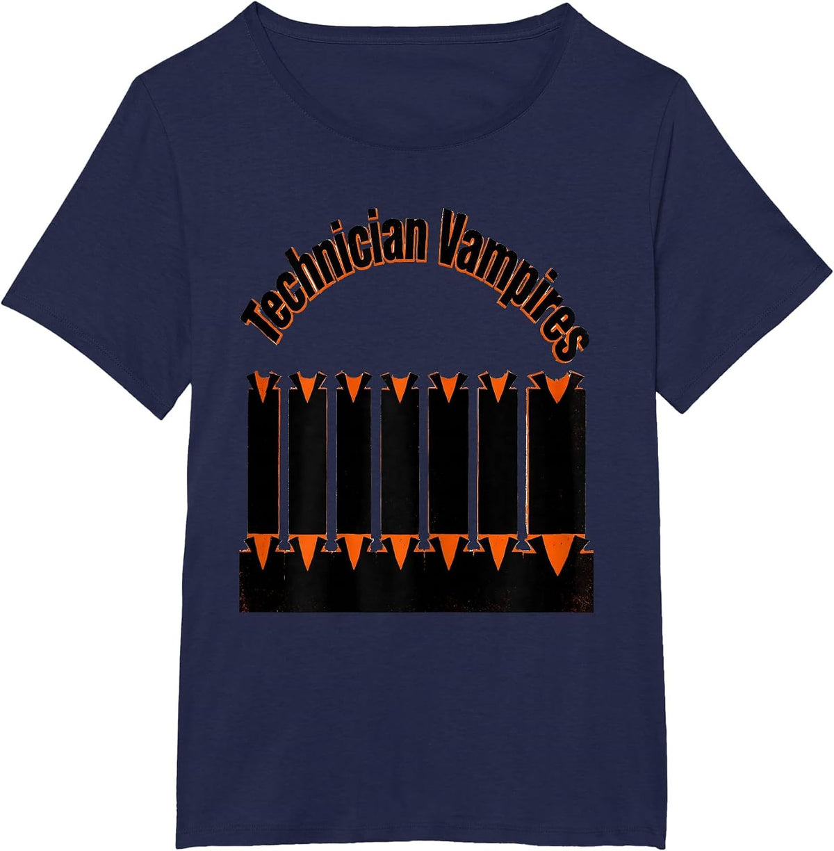 Women's Technician Vampires Brutalist Graphic Pharmacy Tech T-Shirt - Navy Blue