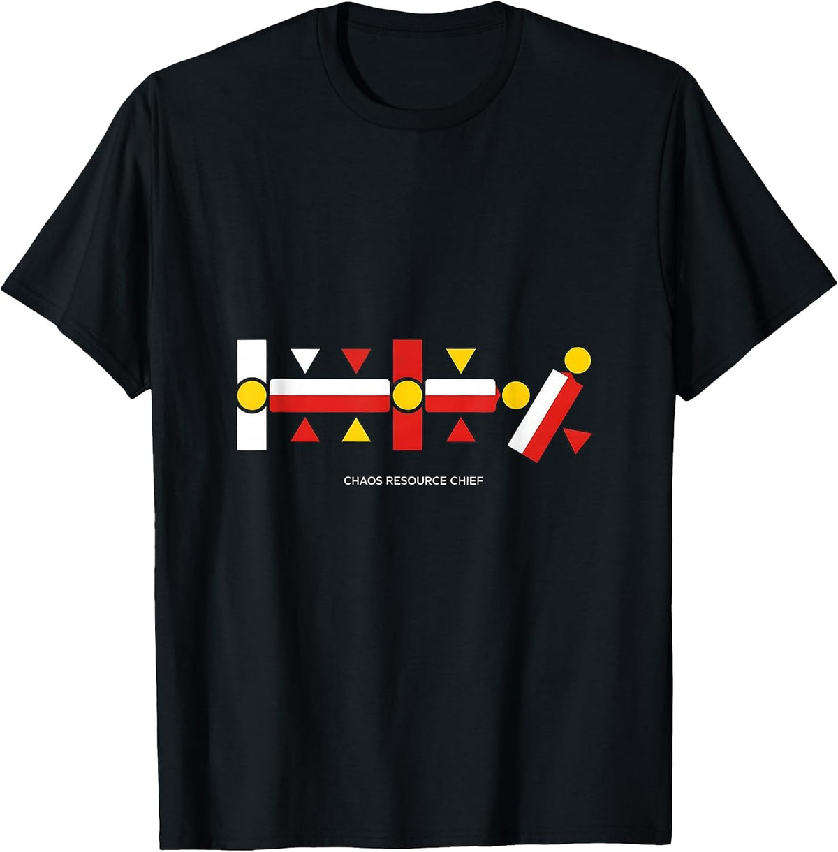 Men's Chaos Resource Chief Bauhaus Modernist Funny Chaos T-Shirt - Black