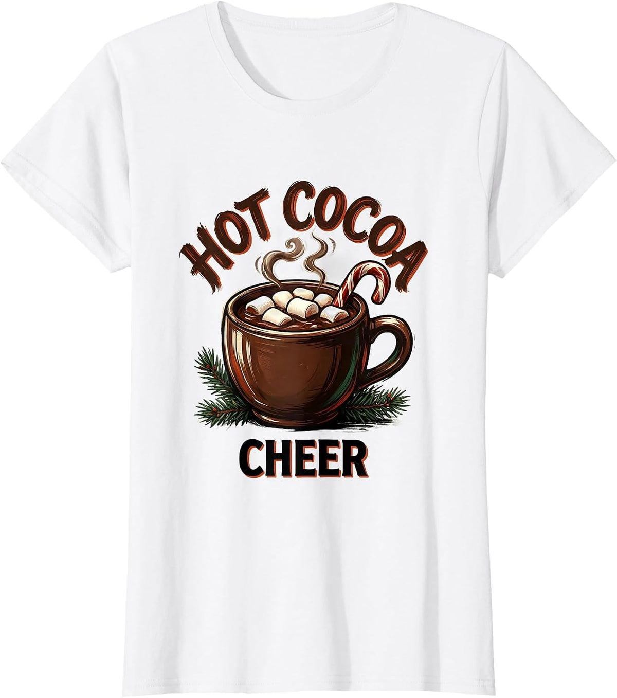 Hot Cocoa Cheer Cozy Whimsical Christmas Hot Chocolate Lover T-Shirt - White