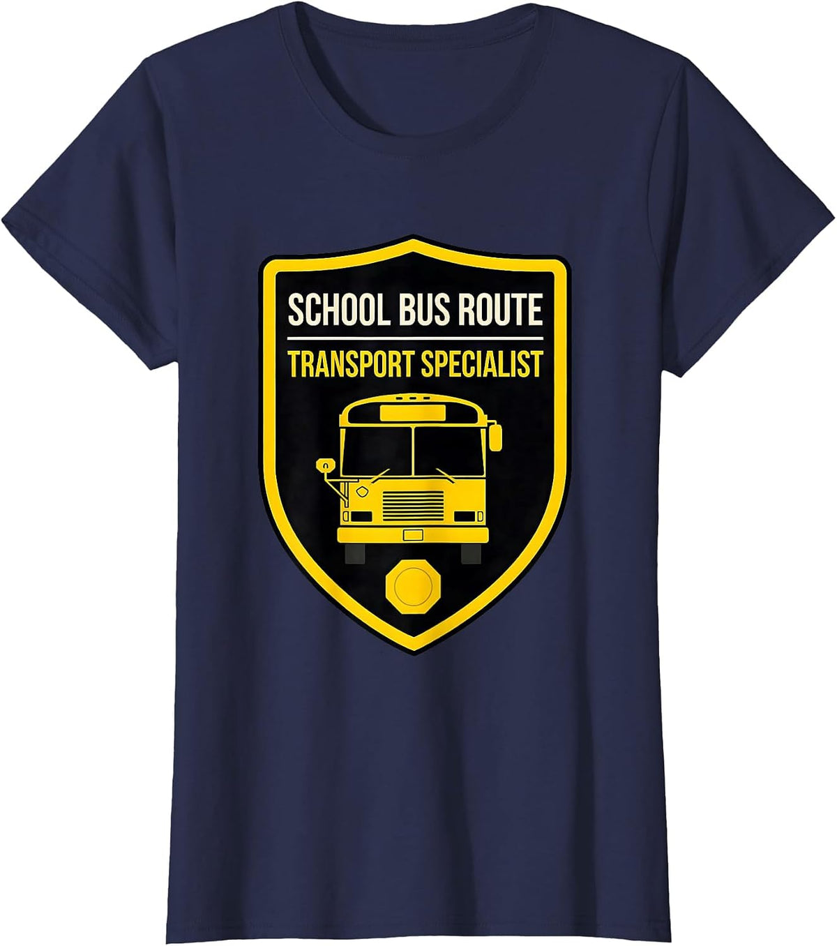 Women's School Bus Route Transport Specialist Funny School Bus T-Shirt - Navy Blue