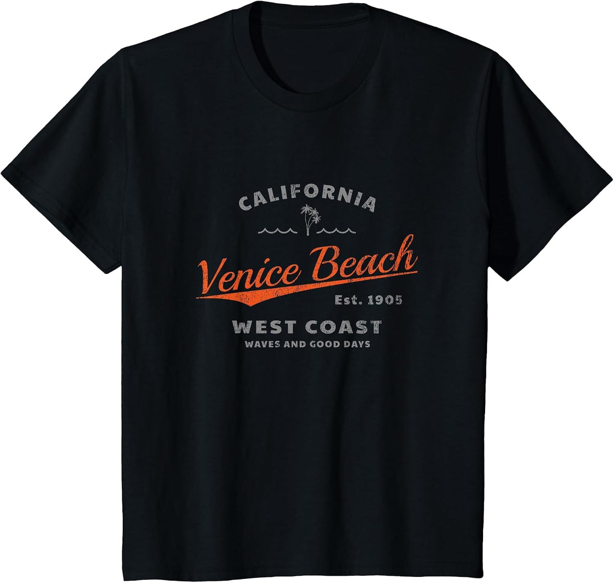 Venice Beach, California, Waves and Good Days T-Shirt - Black