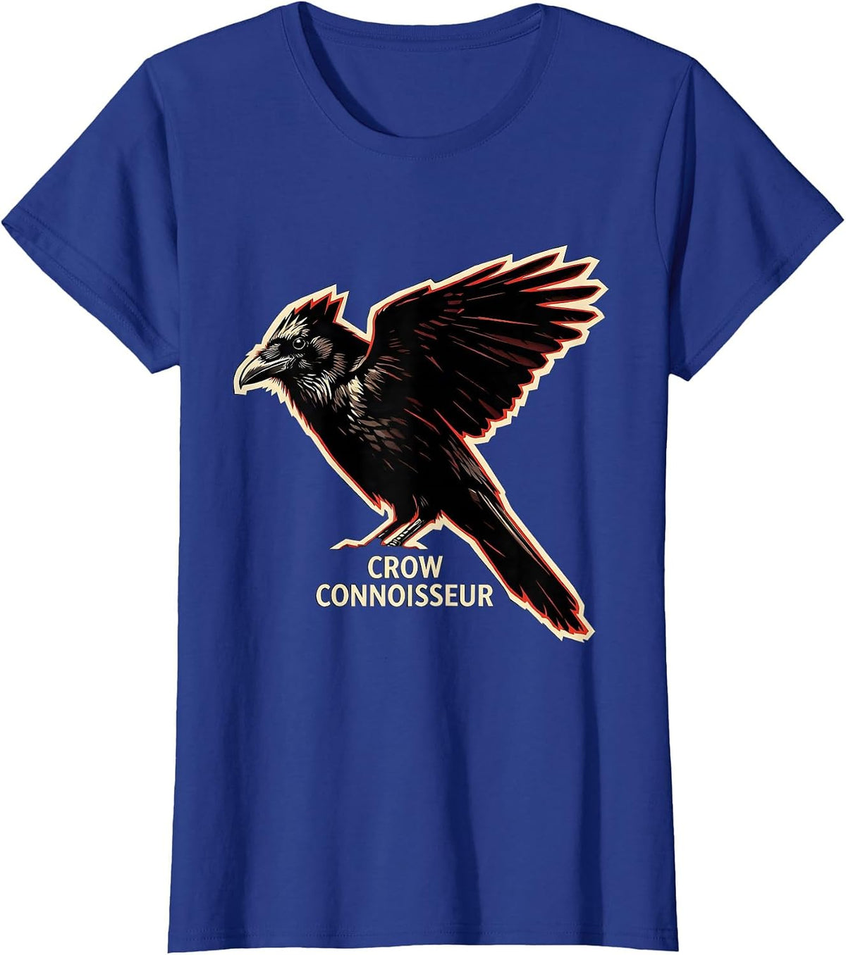 Women's Crow Connoisseur Gothic Nature Bird Silhouette Art T-Shirt - Royal Blue
