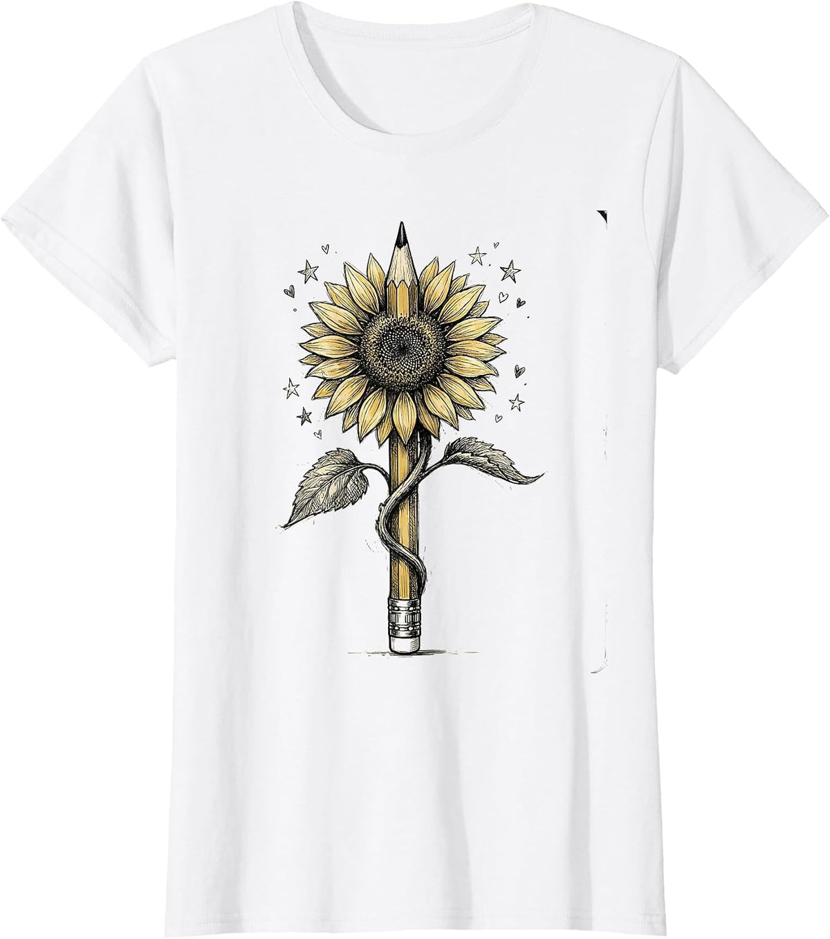 Women's Special Education Teacher Sunflower Pencil Art T-Shirt - White