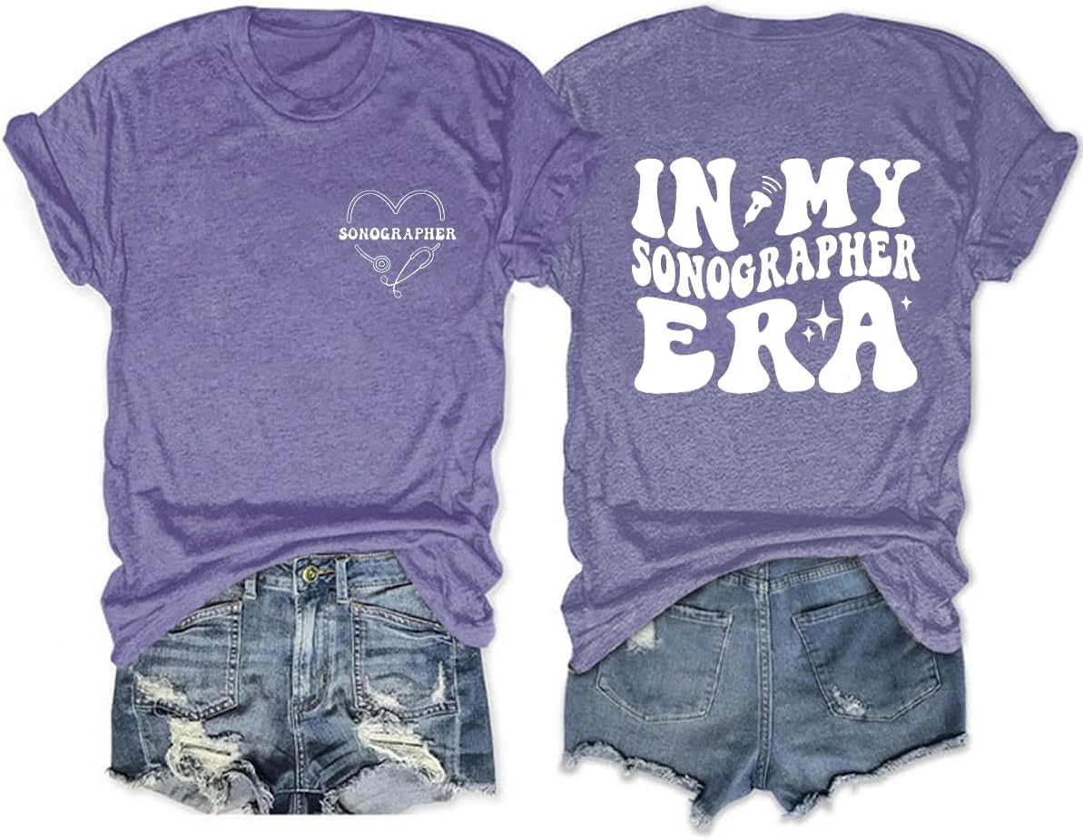 in My Sonographer Era Shirt, Future Sonographer Gift, Ultrasound Technologist Graduation Tee Womens Funny Tops - Purple