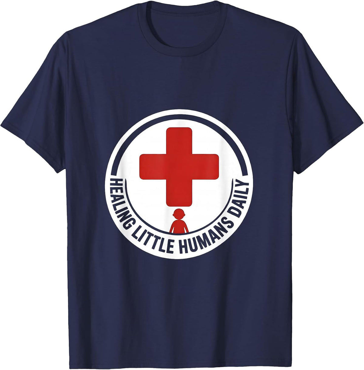 Healing Little Humans Daily School Nurse Design T-Shirt - Navy Blue
