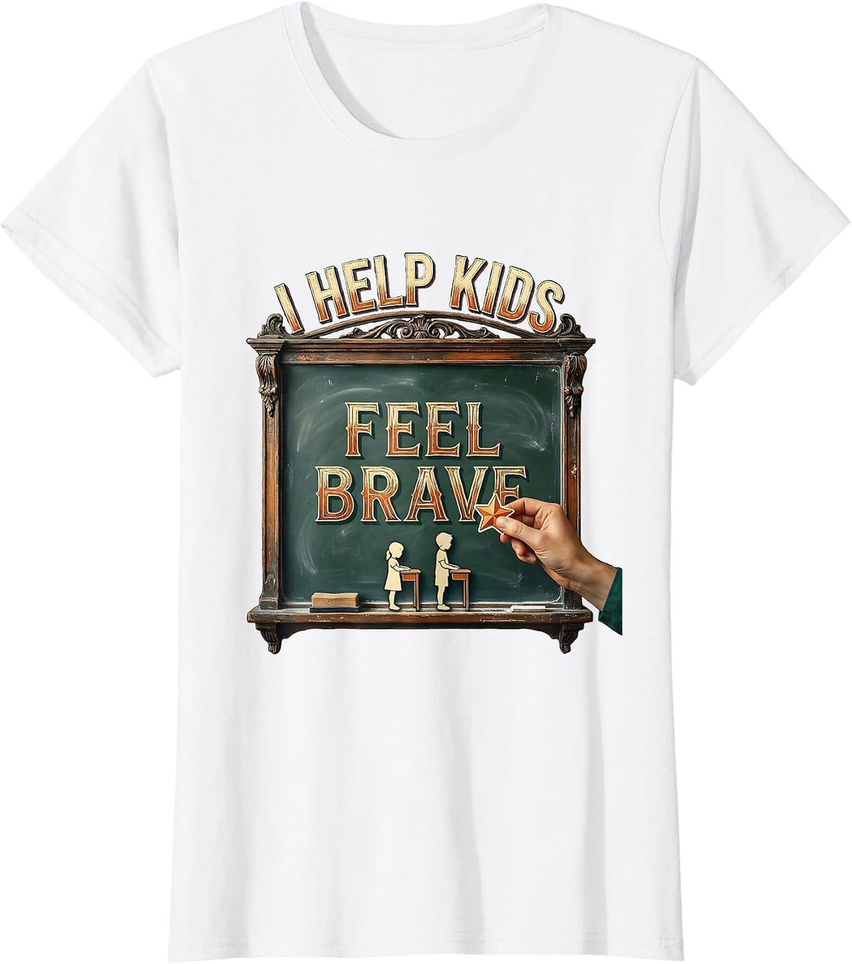 Women's I Help Kids Feel Brave Vintage Teacher Appreciation Humor T-Shirt - White