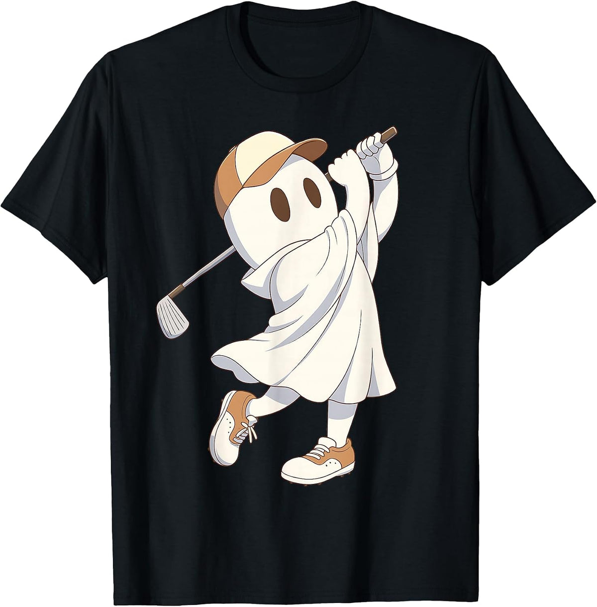 Funny Golf Costume Halloween Ghost Playing Graphic T-Shirt - Black
