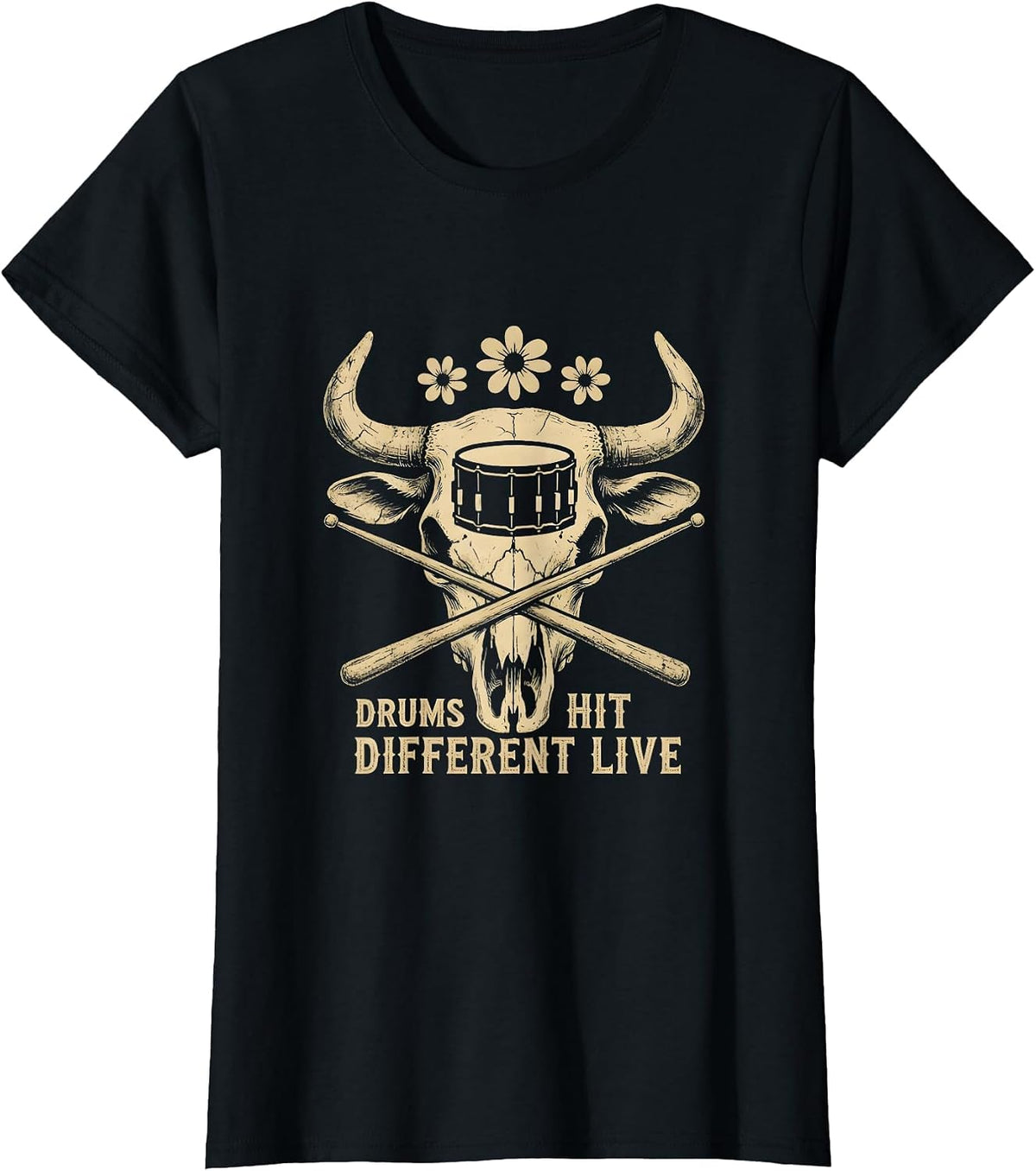 Drums Hit Different Live Music Drummer Design T-Shirt - Black