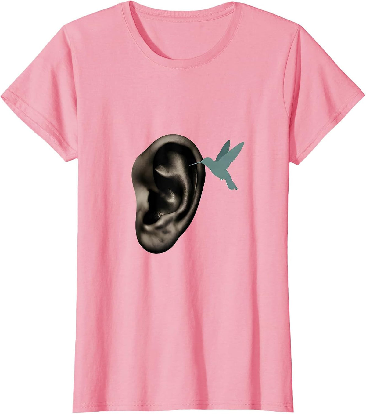 Women's Speech Therapy Hummingbird Ear Illustration T-Shirt - Pink