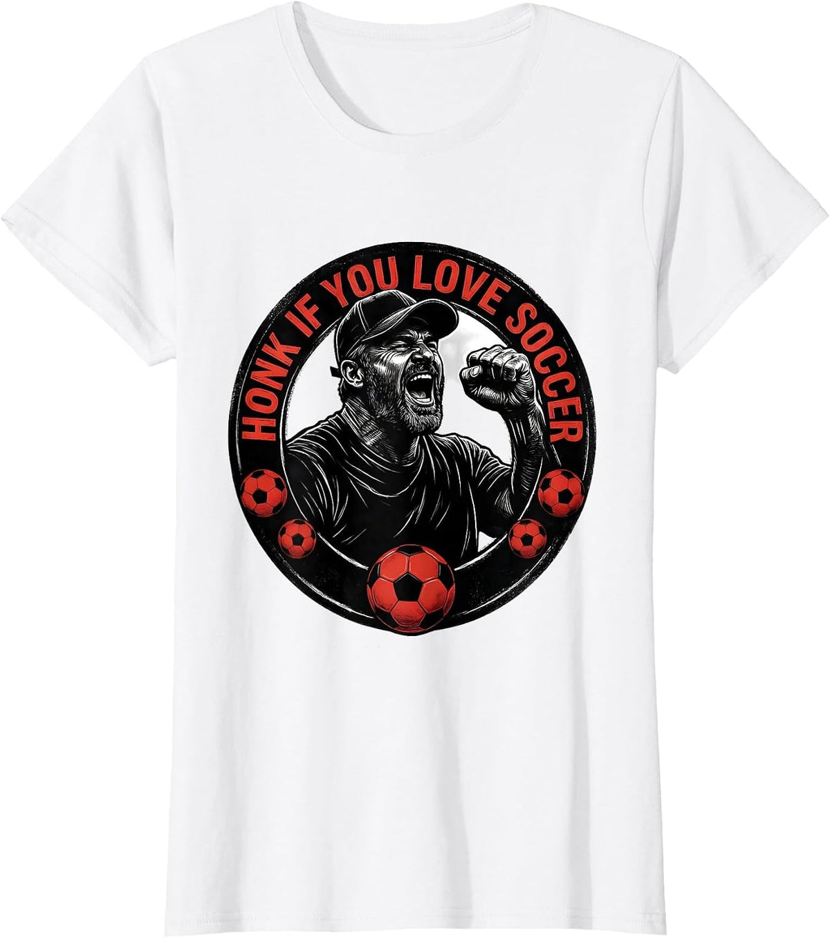 Women's Honk If You Love Soccer Dad Graphic Design T-Shirt - White