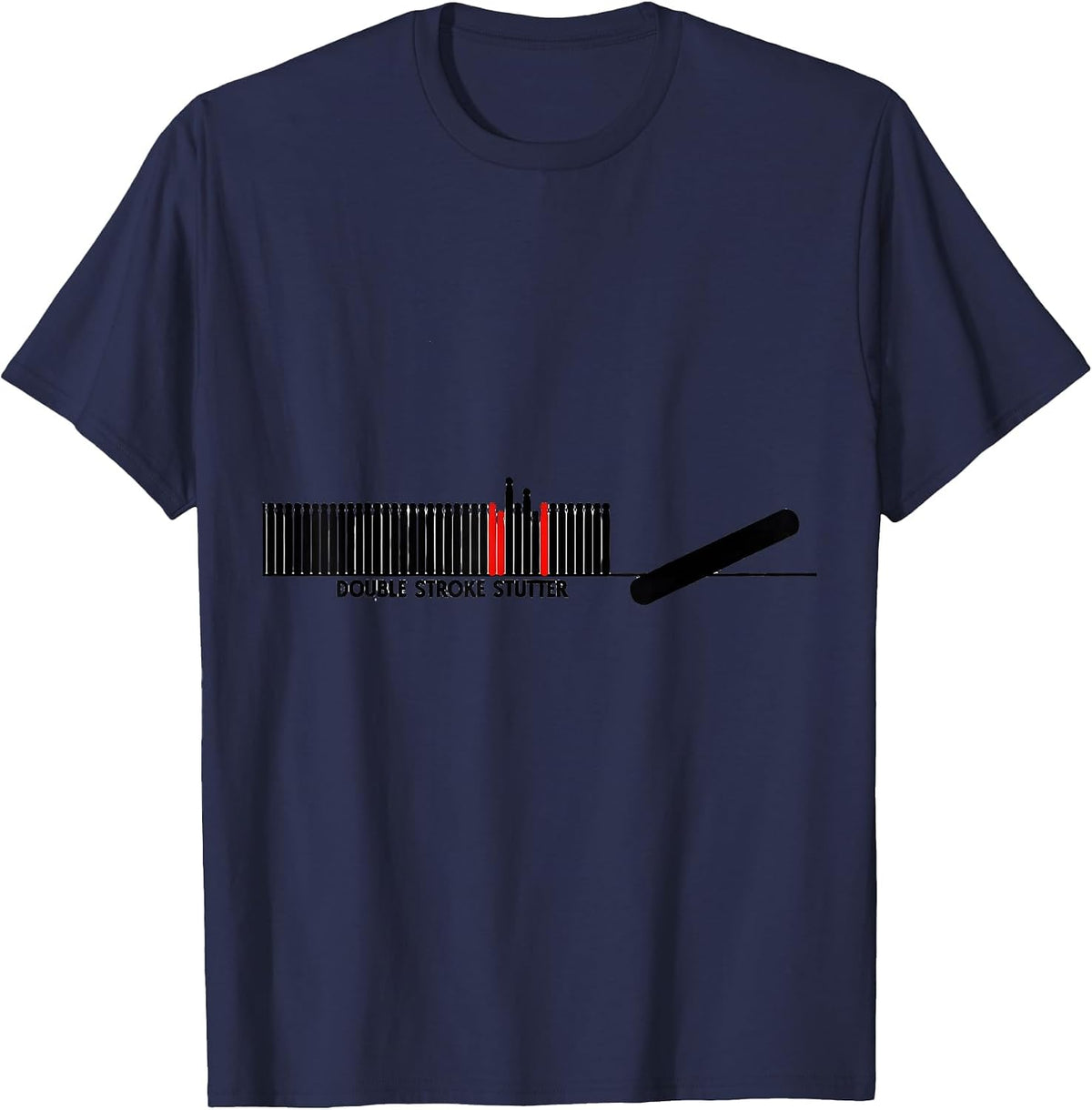 Double Stroke Stutter Funny Drummer Humor Drumline T-Shirt - Navy Blue