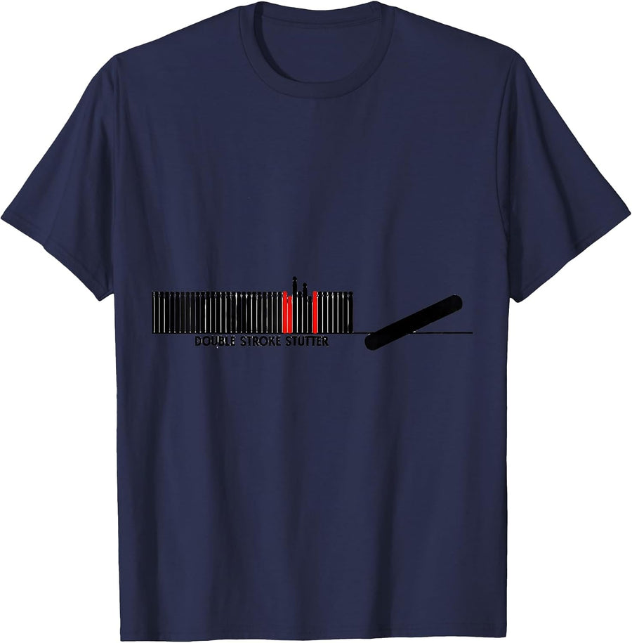 Double Stroke Stutter Funny Drummer Humor Drumline T-Shirt - Navy Blue